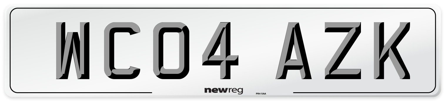 WC04 AZK Number Plate from New Reg